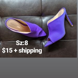 Purple peep toe sandal heels